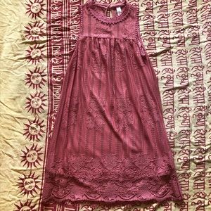 Pink Floral Lace Shift Dress